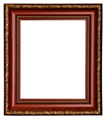 Sticker - Gold and wood frame on white background