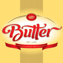 Poster - butter packaging design, hand lettering (vector)