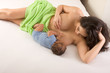Ethnic Hispanic Mother breastfeeding her son