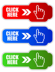 Canvas Print - Vector click here buttons