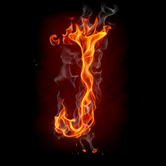 Wall Mural - Fire font. Letter J.