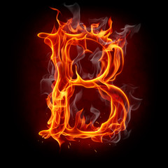 Wall Mural - Fire font. Letter B.