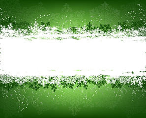 Wall Mural - Green winter background with snowflakes