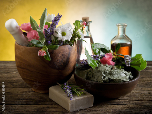 Naklejka samoprzylepna Naturalne produkty ziołowe - kosmetyki spa