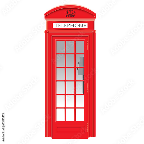 Naklejka dekoracyjna Red telephone box - London - vector