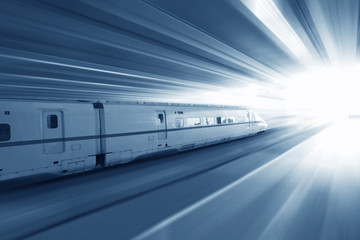 Wall Mural - Fast train with motion blur.