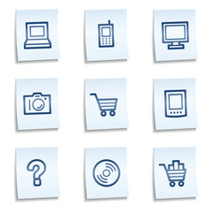 Wall Mural - Electronics web icons set 1,  blue notes