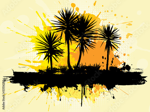 Obraz na płótnie canvas dwuczęściowy "dyptyk" Grunge palm