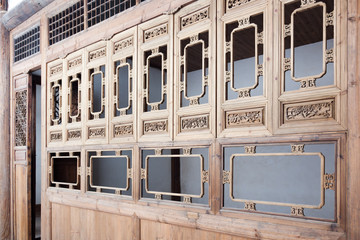 Wall Mural - Typical Chinese old style wooden light tracery