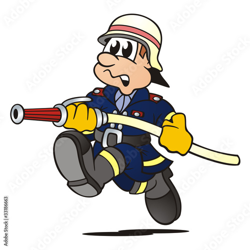 Obraz w ramie Firefighter running