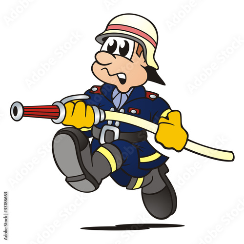 Naklejka - mata magnetyczna na lodówkę Firefighter running