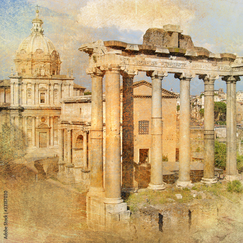 Fototapeta do kuchni great antique Rome - Forum , artwork in retro style