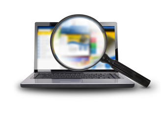 Wall Mural - searching internet on laptop computer