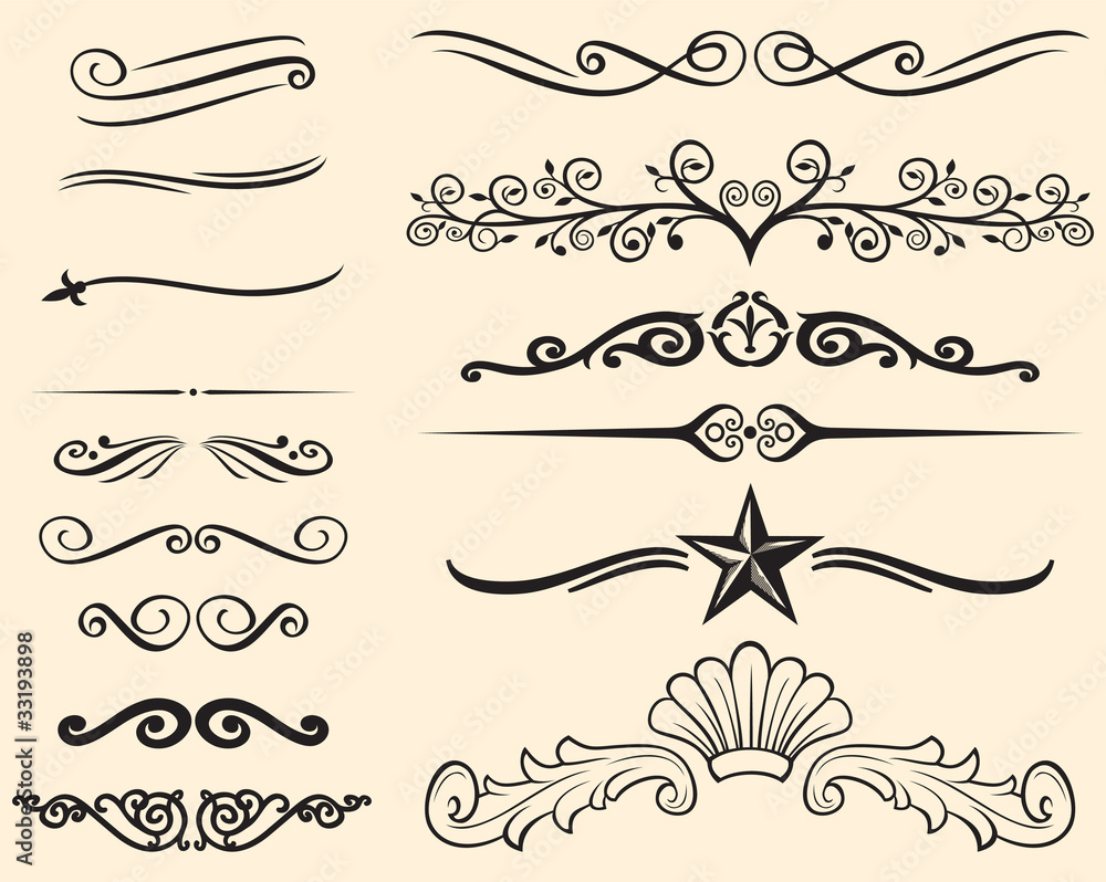 Vector set of decorative elements (decorative lines) Stock Vector | Adobe  Stock, image size:1000x798