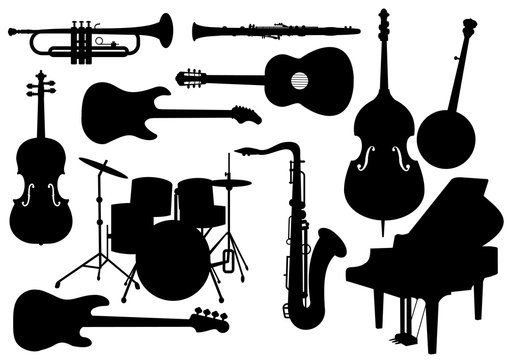 vector musical instruments silhouettes