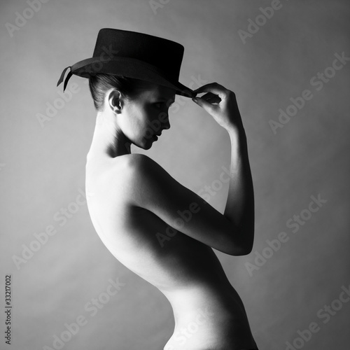 Fototapeta na wymiar Naked lady with hat