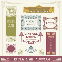 set vectors art nouveau