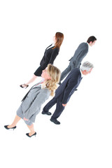 Wall Mural - businessman and businesswoman walking in different directions