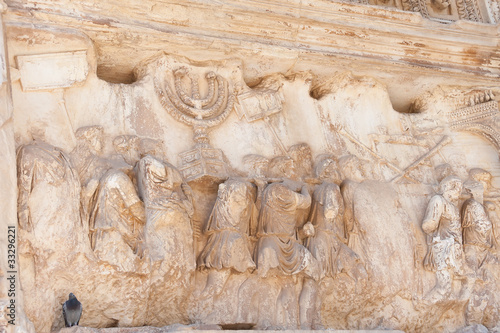 Fotografía Detail of the Arch of Titus, The menorah