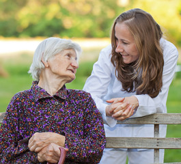 Elderly woman with the young doctor