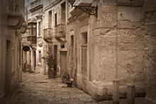 Retro Photo Of Old Narrow  Street