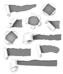 Collection of gray paper. Vector illustration