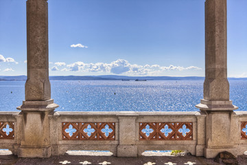 balcony on the sea in miramare castle trieste