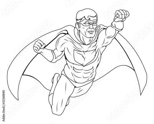 Monochrome Superhero Illust...