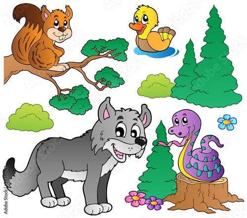 Fototapeta na wymiar Forest cartoon animals set 2