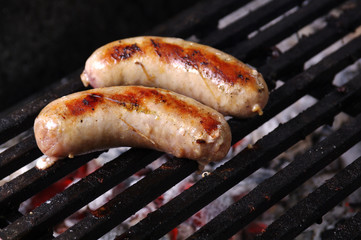 Wall Mural - Sausages  on the Barbecue Grill