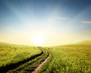 Rural path to sunrise