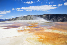 Wide Angle View Of Mammoth Hot Springs  In Yellowstone