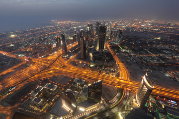 Fototapete - Dubai  night view from Burj Khalifa. United Arab Emirates