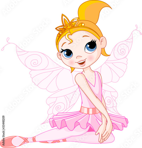 Obraz w ramie Cute fairy ballerina sitting