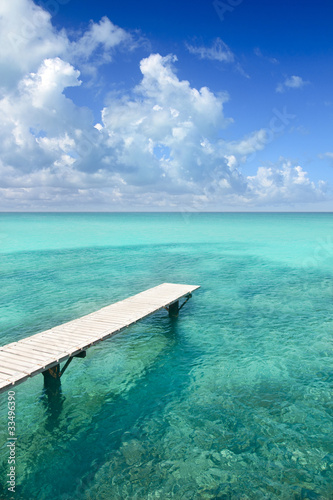 Tapeta ścienna Illeta drewniane molo turkusowe morze formentera