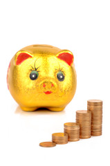 Poster - Piggy bank and coins