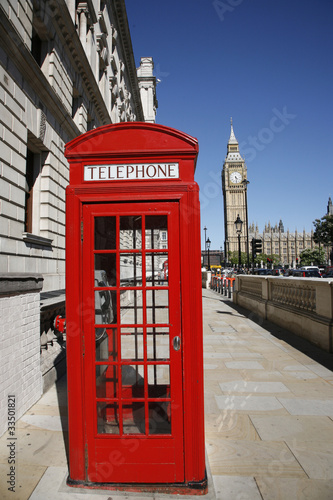 Tapeta ścienna Big ben i czerwona budka telefoniczna
