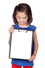 Poster - Brunette little girl with clipboard