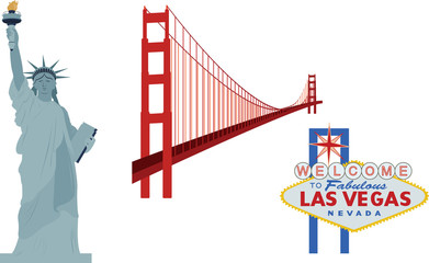 famous landmarks of usa, vector