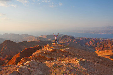 Canvas Print - the bible landscape - desert sinai in fog