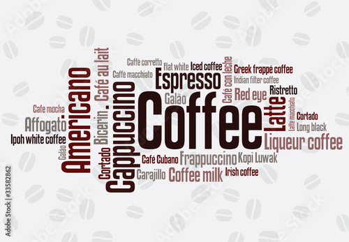 Fototapeta na wymiar Wordcloud of coffee