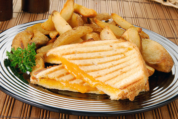 Sticker - Grilled cheese sandwich and fries