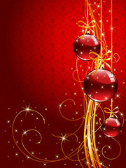 Wall Mural - Christmas background with red balls