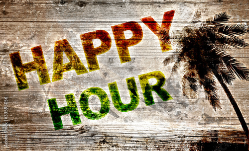Naklejka samoprzylepna Holzbrett - happy hour