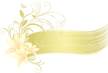 Wall Mural - Lilies with floral ornament