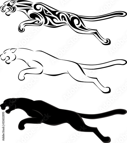 Fototapeta na wymiar jaguar silhouette tattoo