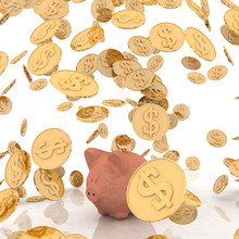 Raining Gold Coins And Piggi-bank