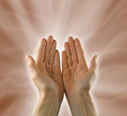 Canvas Print - healing hands surrounded energy