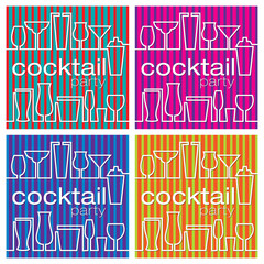 Bright Cocktail party cards in vector format.