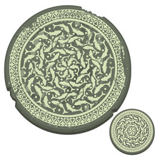 New And Old Round Stone With Oriental Ornament. Vector.